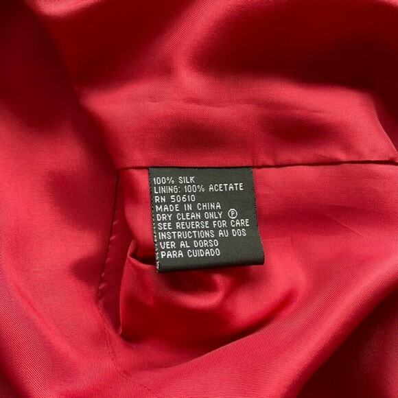 Kasper & Company ASL Women 8P Silk Jacket Career Red Striped Lined NEW Deadstock - Picture 8 of 10